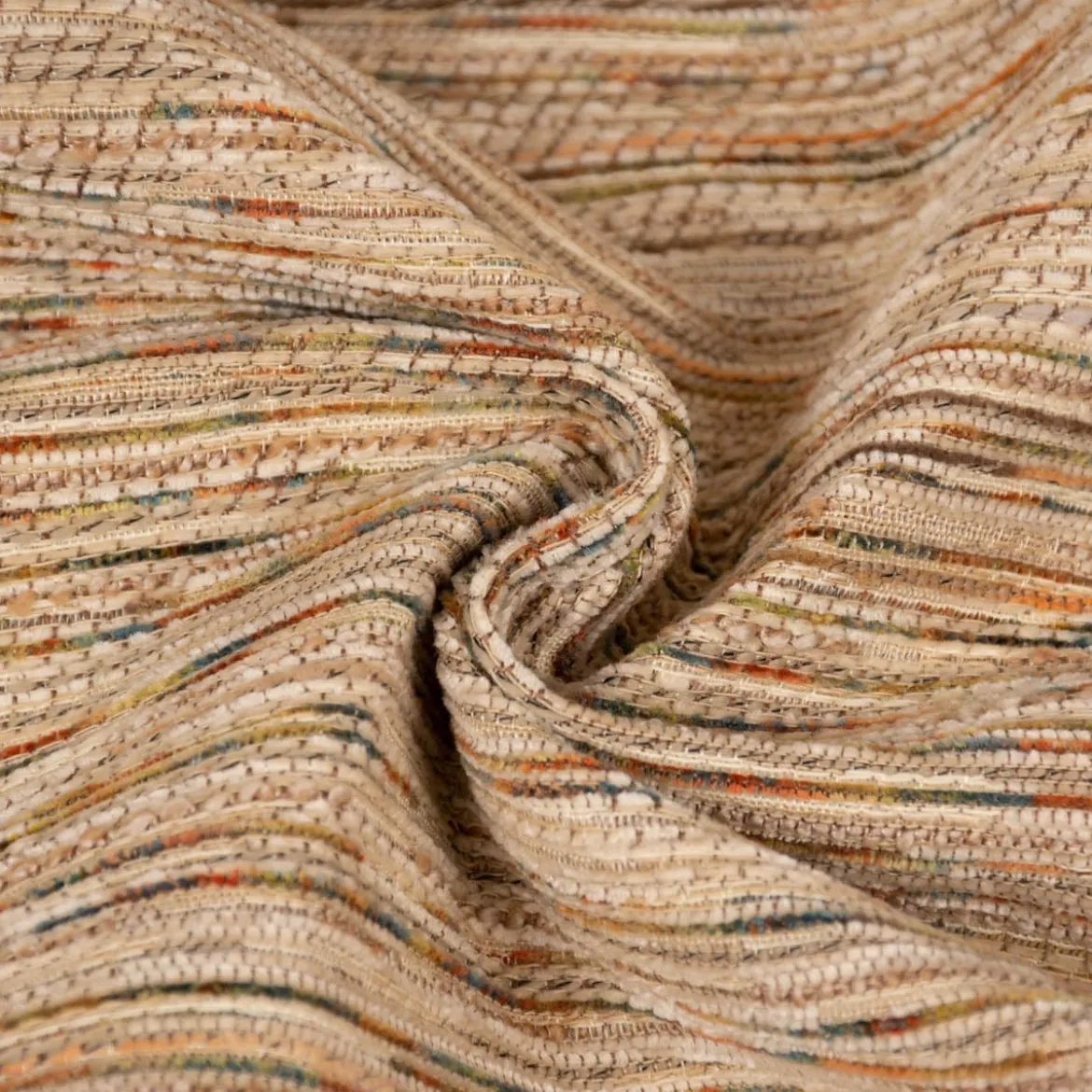 Möbelstoff Bezugsstoff GERLOS Streifen Chenille beige bunt 140cm