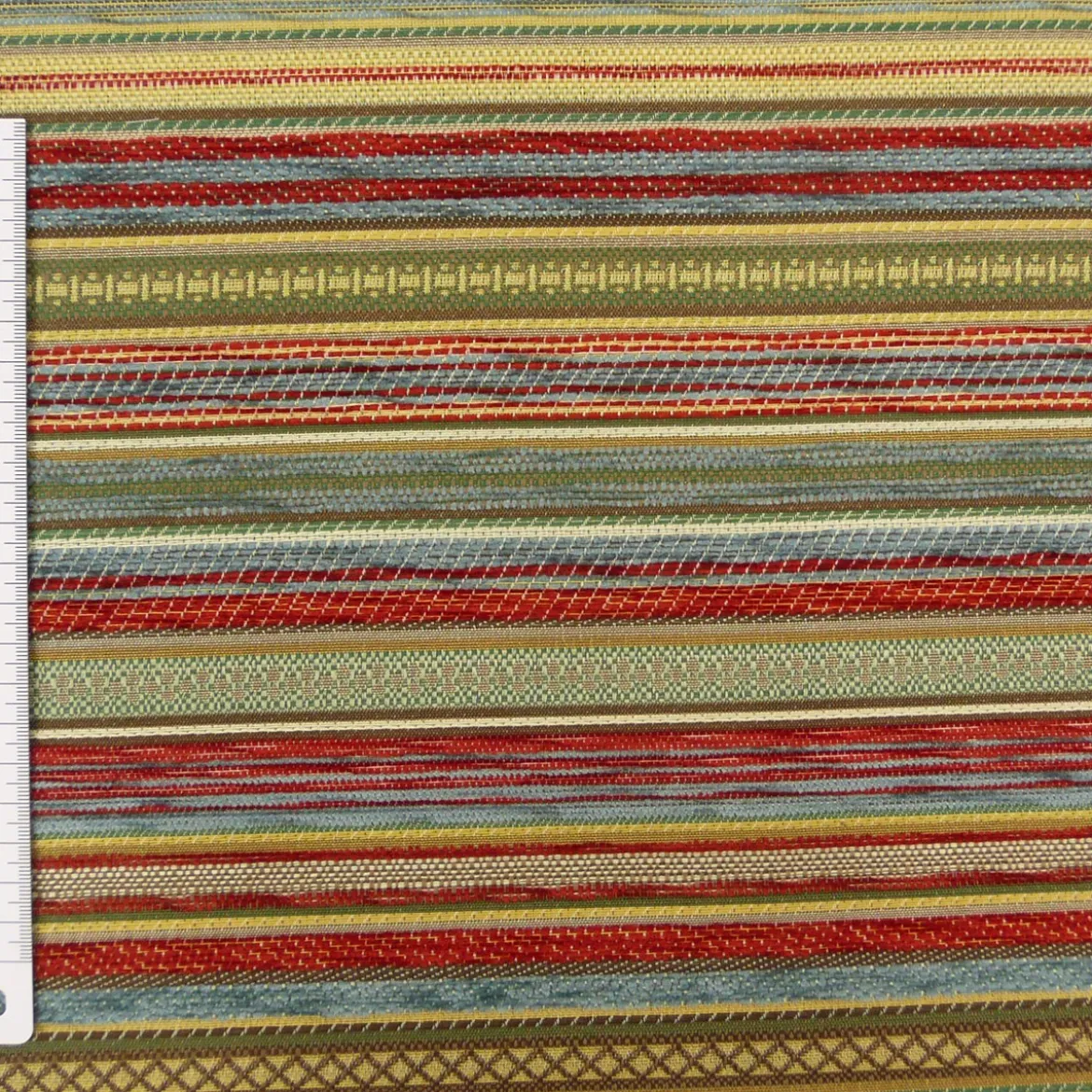 Möbelstoff Bezugsstoff KRUMBACH Streifen rot blau braun grün beige
