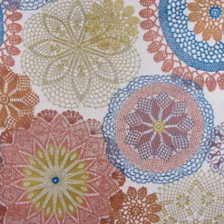 Möbelstoff Polsterstoff Dekostoff Doily Mandala Blumen terra blau 1,40m Breite