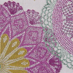 Möbelstoff Polsterstoff Dekostoff Doily Mandala Blumen pink 1,40m Breite