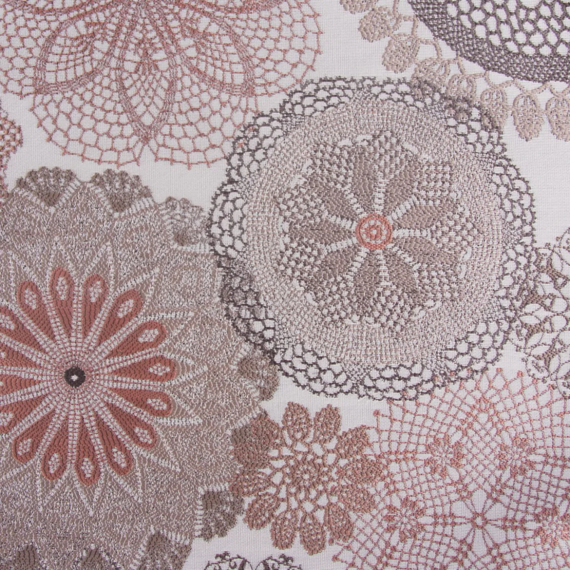Möbelstoff Polsterstoff Dekostoff Doily Mandala Blumen terracotta 1,40m Breite
