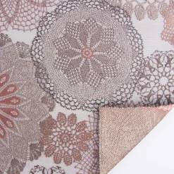 Möbelstoff Polsterstoff Dekostoff Doily Mandala Blumen terracotta 1,40m Breite