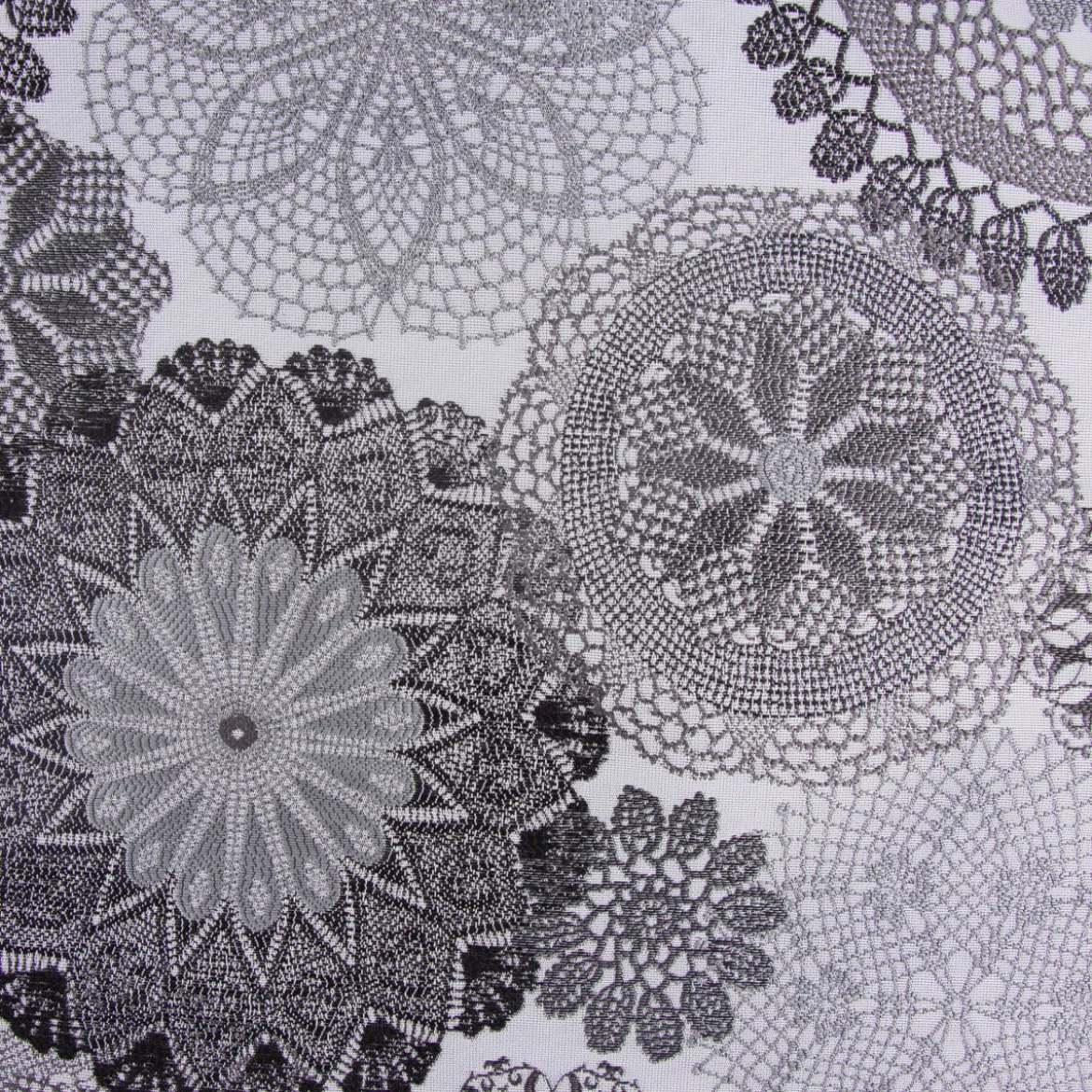 Möbelstoff Polsterstoff Dekostoff Doily Mandala Blumen schwarz 1,40m Breite