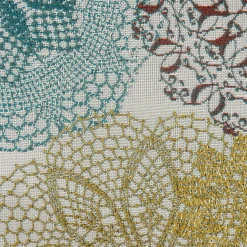 Möbelstoff Polsterstoff Dekostoff Doily Mandala Blumen terra petrol 1,40m Breite