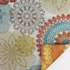 Möbelstoff Polsterstoff Dekostoff Doily Mandala Blumen terra petrol 1,40m Breite