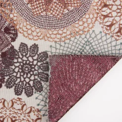 Möbelstoff Polsterstoff Dekostoff Doily Mandala Blumen rotbraun 1,40m Breite