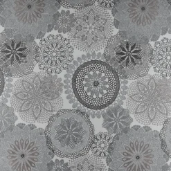 Möbelstoff Polsterstoff Dekostoff Doily Mandala Blumen grau 1,40m Breite