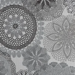 Möbelstoff Polsterstoff Dekostoff Doily Mandala Blumen grau 1,40m Breite