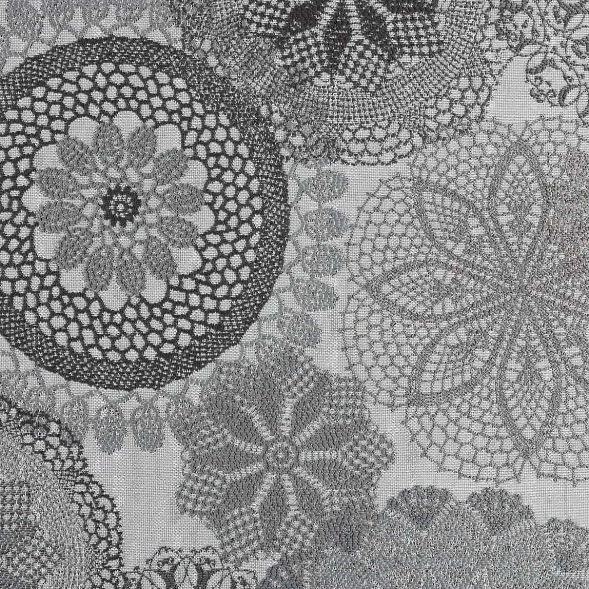 Möbelstoff Polsterstoff Dekostoff Doily Mandala Blumen grau 1,40m Breite