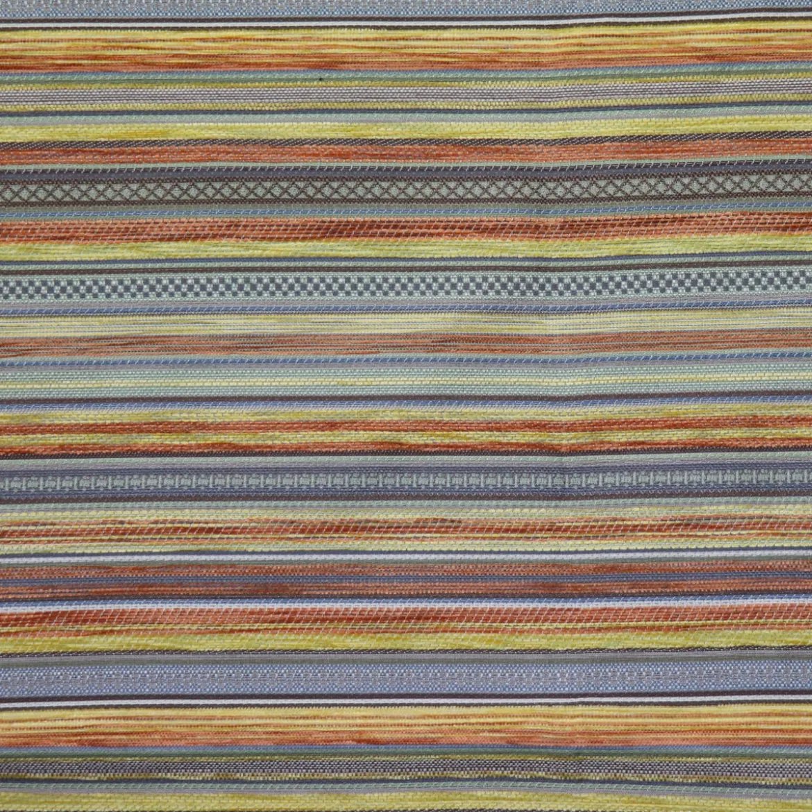 Möbelstoff Polsterstoff KRUMBACH Streifen gelb orange blau 140cm Stoffbreite