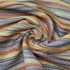 Möbelstoff Polsterstoff KRUMBACH Streifen gelb orange blau 140cm Stoffbreite
