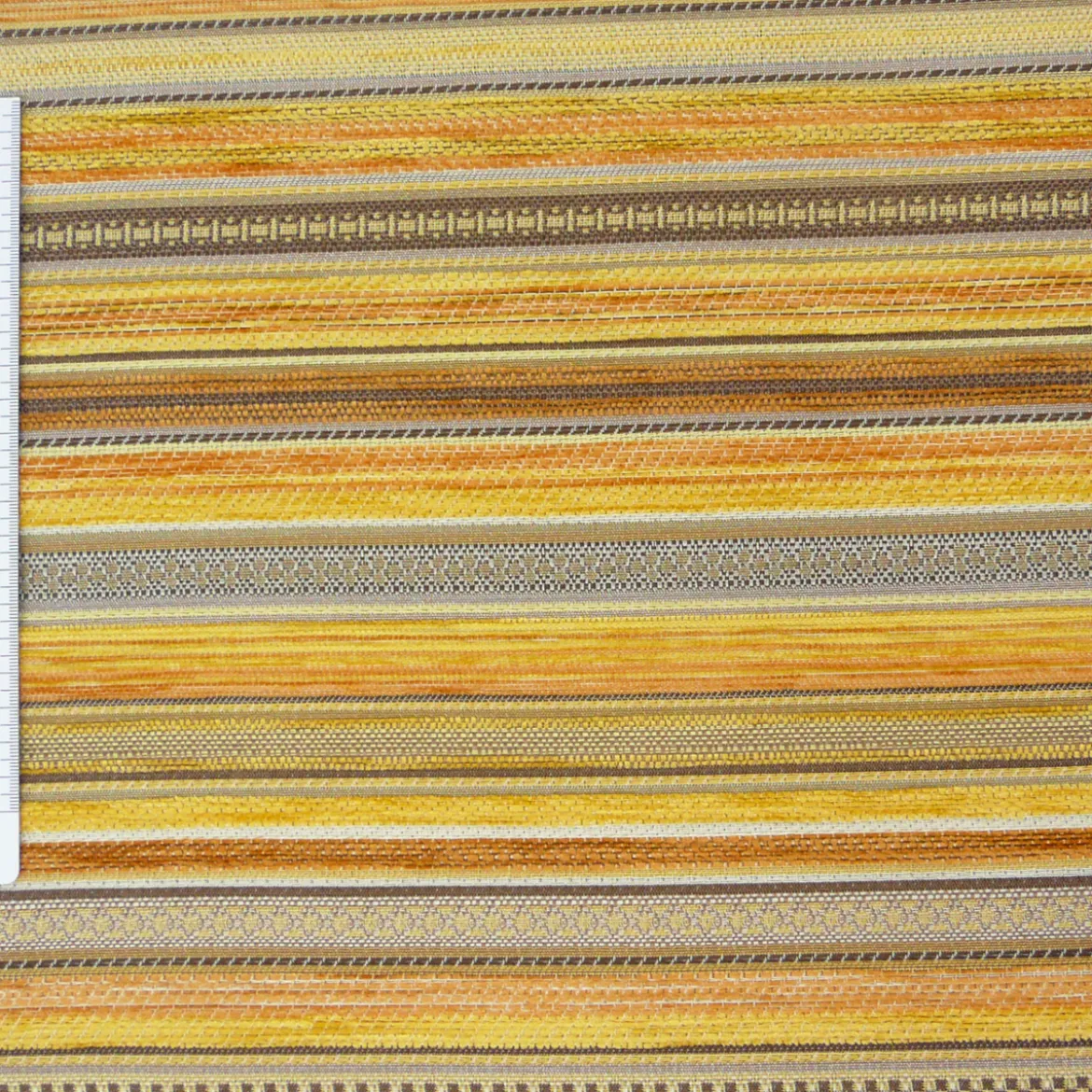 Möbelstoff Polsterstoff KRUMBACH Streifen gelb braun orange 140cm Stoffbreite