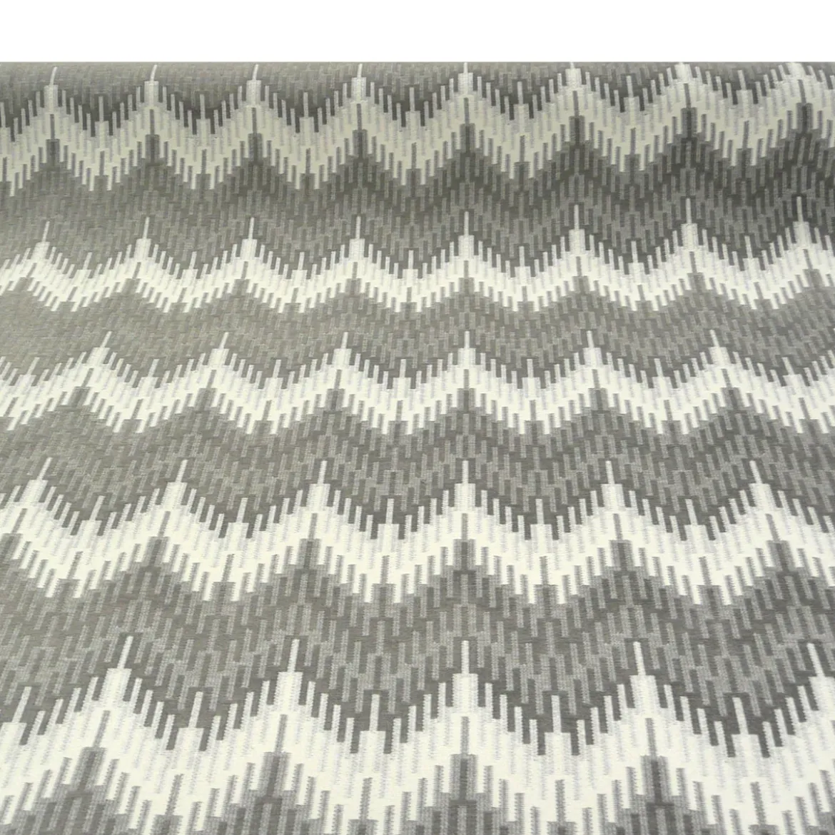 Möbelstoff Polsterstoff OLIMPIA Zickzack Chevron grau 1,40m Breite