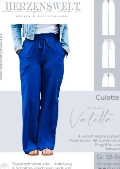 Meine Herzenswelt Damen Schnittmuster Culotte meine Valetta Papierschnittmuster Gr. 32-54