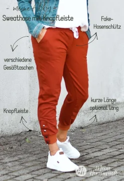 Meine Herzenswelt Damen Schnittmuster Sweathose meine Abby Papierschnittmuster Gr. 32-58