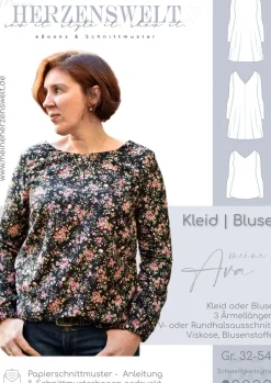 Meine Herzenswelt Damen Schnittmuster Kleid Bluse meine Ava Papierschnittmuster Gr. 32-54