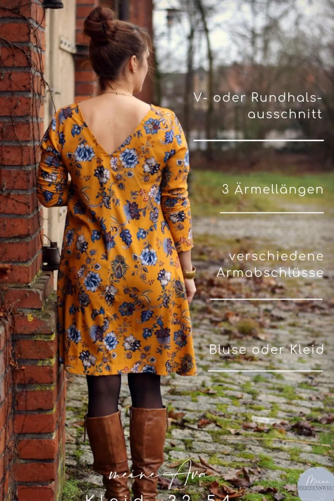 Meine Herzenswelt Damen Schnittmuster Kleid Bluse meine Ava Papierschnittmuster Gr. 32-54