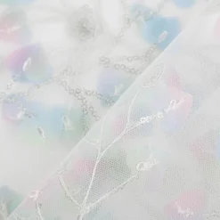 Mesh Stoff Blätter Mini-Pailetten pastell silber 1,34m Breite