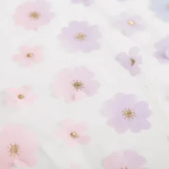 Mesh Stoff mit 3D Blüten pastell 1,32m Breite