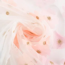 Mesh Stoff mit 3D Blüten pastell 1,32m Breite