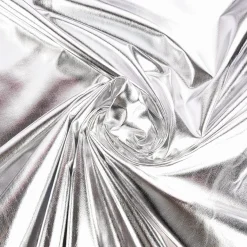 Metallic-Stoff Foliendruck mit Stretch silberfarbig 1,5m Breite