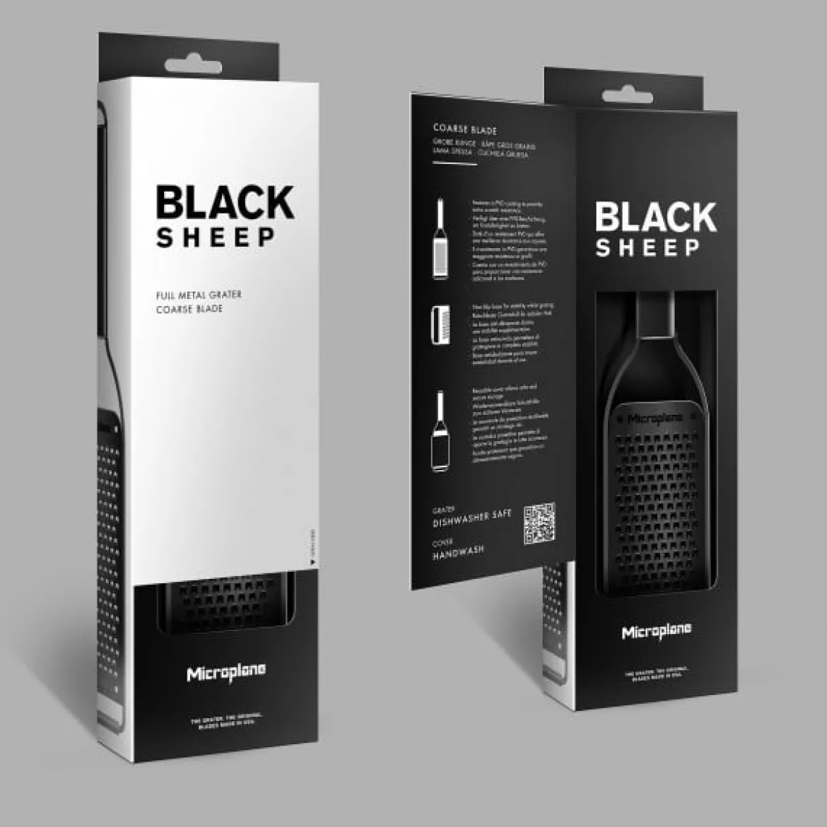 Microplane Black Sheep Serie Reibe grob Edelstahl matt schwarz 31x6,4cm