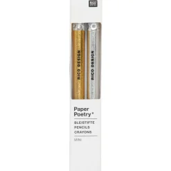 Mini Bleistiftset gold silber 2er Set 10cm von Rico Design