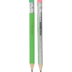 Mini Bleistiftset neongrün silber 2er Set 10cm von Rico Design