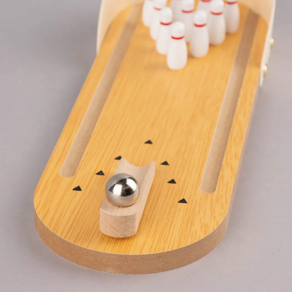 Mini Bowling Spiel Holz natur 30x10cm