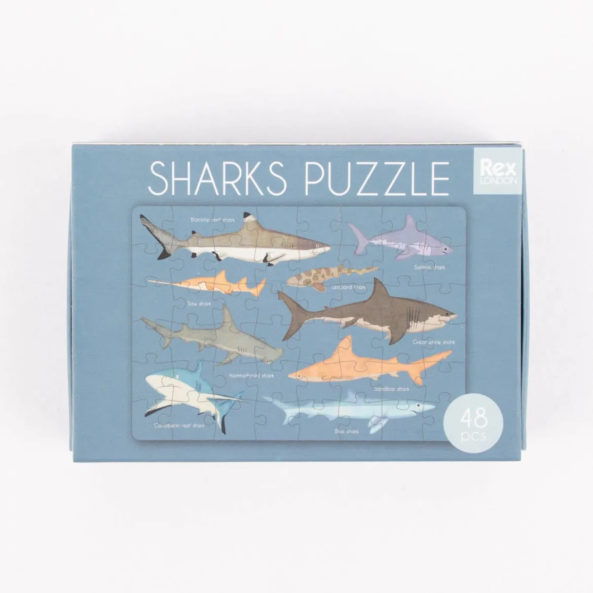 Mini Puzzle Hai 48 Teile Pappe blau 10x7x2,5cm
