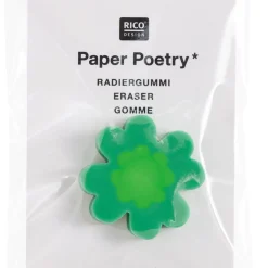 Mini-Radiergummi Kleeblatt neongrün 2,5x2,5x0,7cm von Rico Design