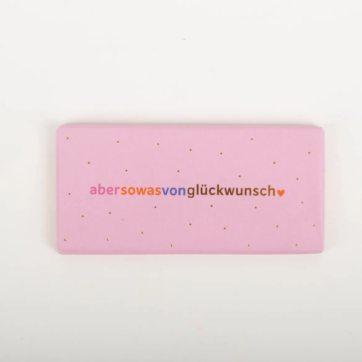 Mini-Schokotafel "abersowasvonglückwunsch" rosa goldveredelt 30g von Grafik Werkstatt