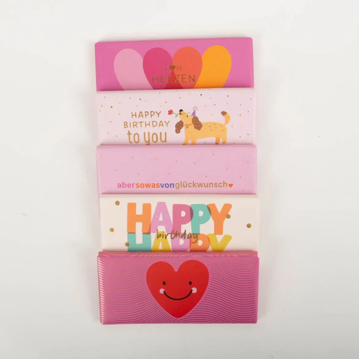 Mini-Schokotafel "von Herzen" pink goldveredelt 30g von Grafik Werkstatt