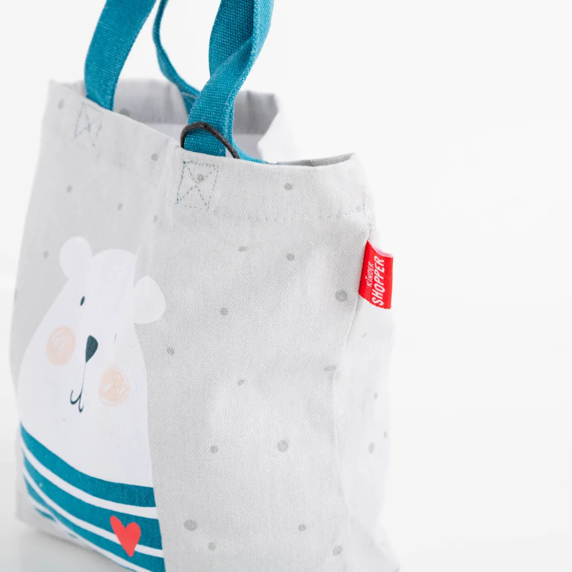 Minishopper Eisbär aus Baumwolle grau 24x10x21cm von La Vida