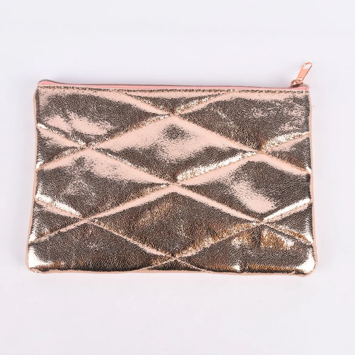 Mäppchen mit Rautensteppung rose-goldfarbig glänzend 21x14,5cm