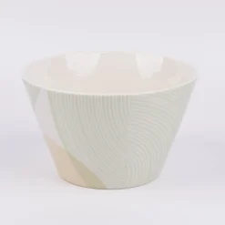 Müslischale aus Porzellan Guten Appetit grafisch pastell weiß mint beige gold 14x9cm von der Schreibkram Manufaktur