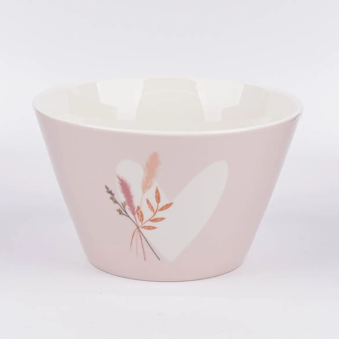 Müslischale aus Porzellan Herz mit Strauß rosa pastell 14x9cm von der Schreibkram Manufaktur