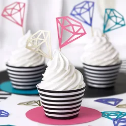 Muffin Cupcake Förmchen gestreift schwarz weiß 6 Stück 5x7,5x5cm