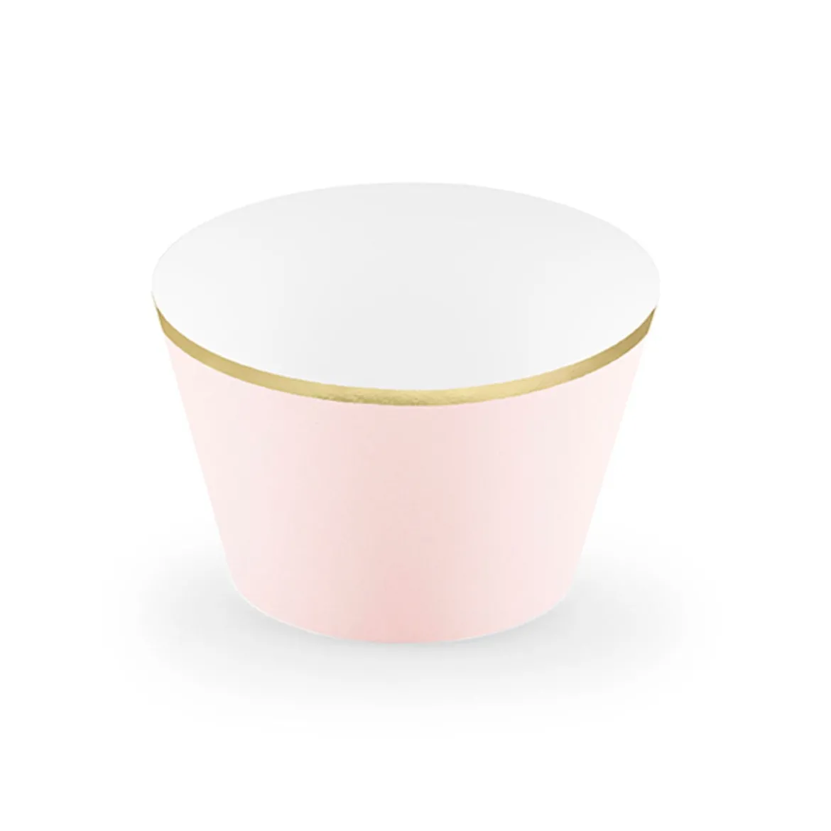 Muffin Cupcake Förmchen mit goldfarbigem Rand hellrosa 6 Stück 5x7,5x5cm