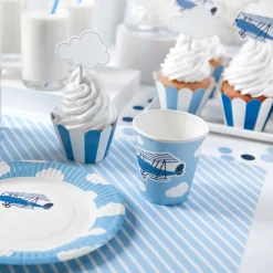 Muffin Cupcake Förmchen Streifen 6 Stück blau weiß 5x7,5x5cm