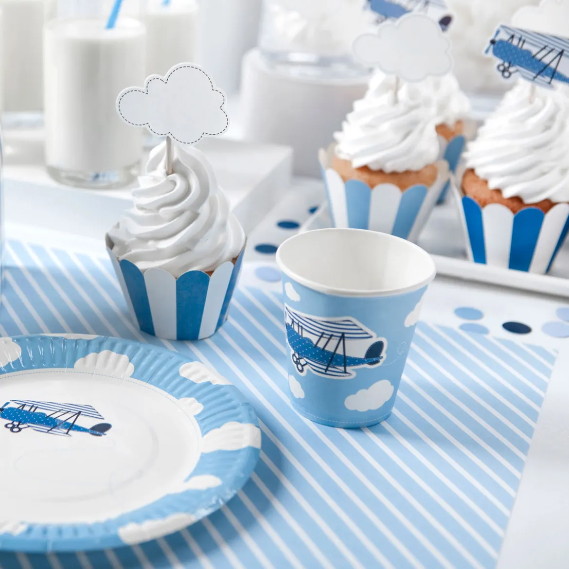 Muffin Cupcake Förmchen Streifen 6 Stück blau weiß 5x7,5x5cm