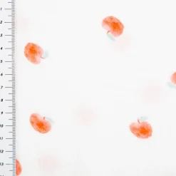 Musselin Stoff Apfel Digitaldruck wollweiß rot 1,30m Breite