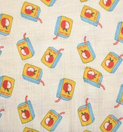 Musselin Stoff Baumwolle Apple Juice beige gelb blau rot 1,30m Breite