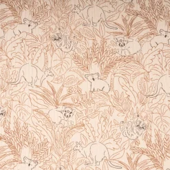 Musselin Stoff Baumwolle Bamako Blätter Dschungeltiere beige braun 1,30m Breite
