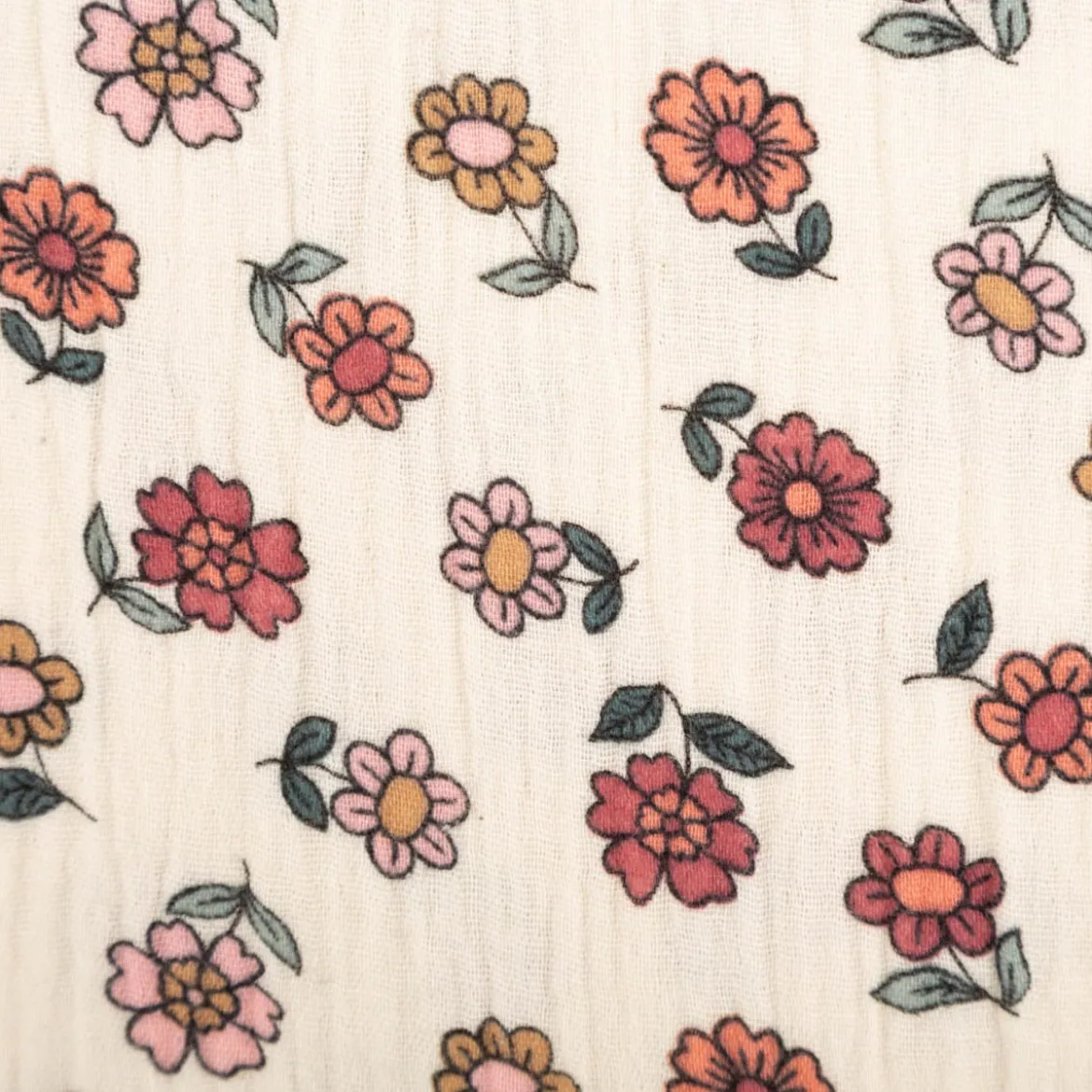 Musselin Stoff Baumwolle Blümchen ecru rosa rot 1,30m Breite