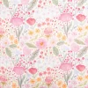 Musselin Stoff Baumwolle Blumen Digitaldruck weiß rosa 1,32m Breite