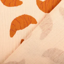 Musselin Stoff Baumwolle Croissant beige braun 1,30m Breite
