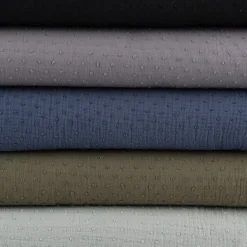 Musselin Stoff Baumwolle DOBBY Knötchen einfarbig jeansblau 1,35m Breite
