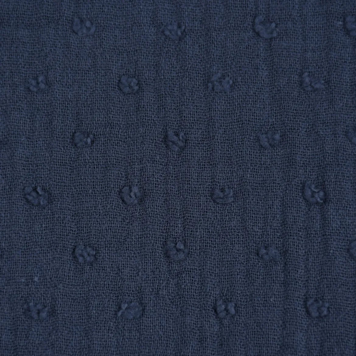 Musselin Stoff Baumwolle DOBBY Knötchen einfarbig jeansblau 1,35m Breite