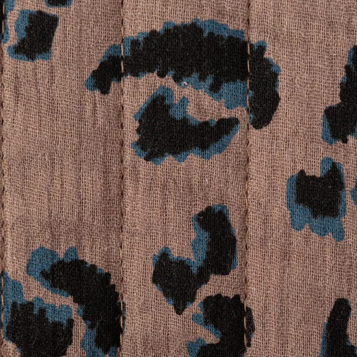 Musselin Stoff Baumwolle FAUVE Doubleface Leo-Print braun 1,30m Breite